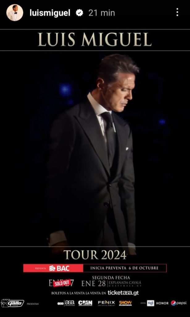 Luis Miguel confirma la segunda fecha para su concierto en Guatemala